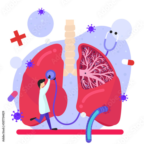 Pulmonology concept physical and respiratory system, 