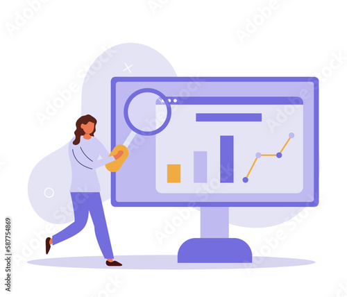 Data analytic scene. Financial management illustration set. Characters investing money, money management, tax. Personal finance management and financial literacy concept. Vector illustration