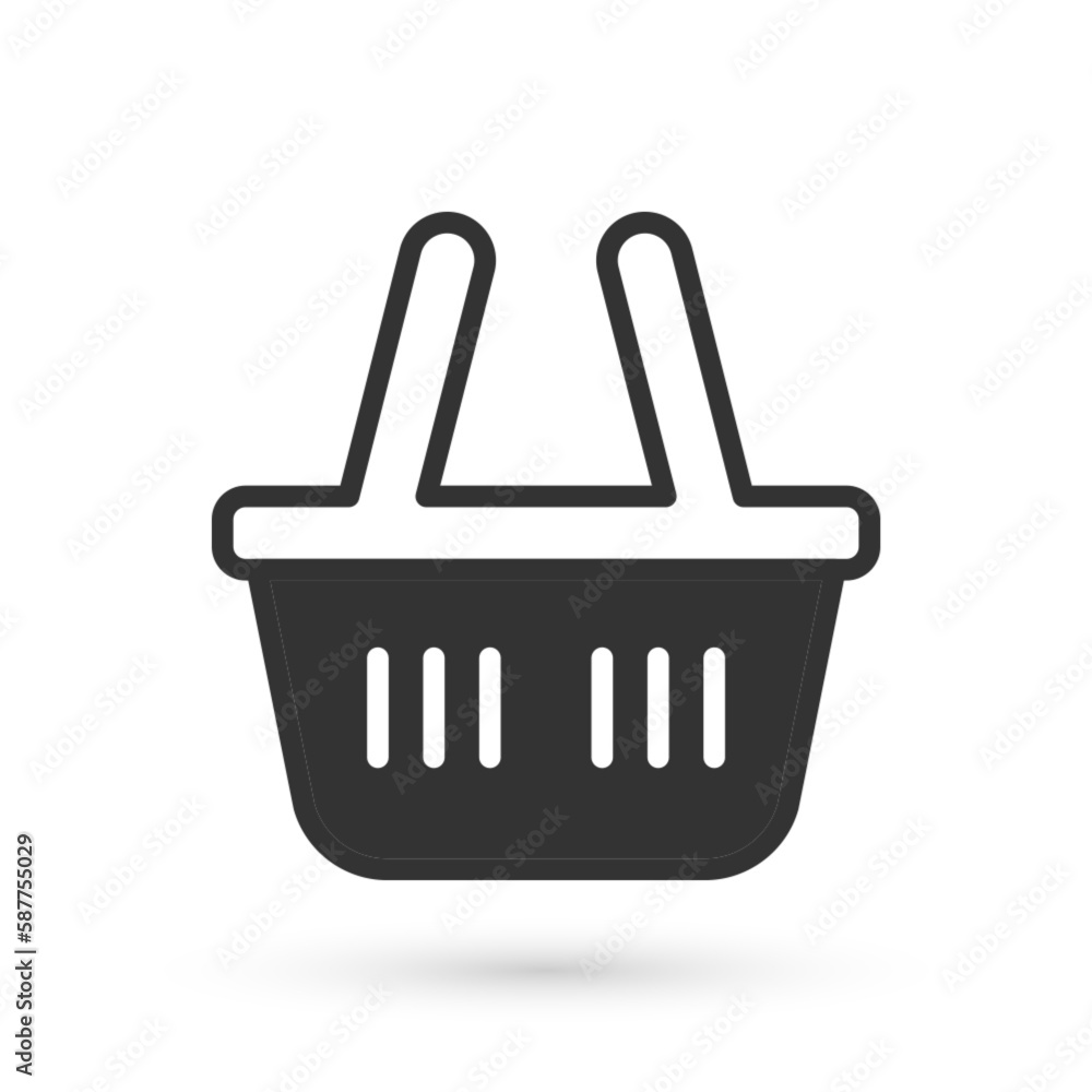 Grey Shopping basket icon isolated on white background. Online buying concept. Delivery service sign. Shopping cart symbol. Vector Grey Shopping basket icon isolated on white background. Online buying concept. Delivery service sign. Shopping cart symbol. Vector