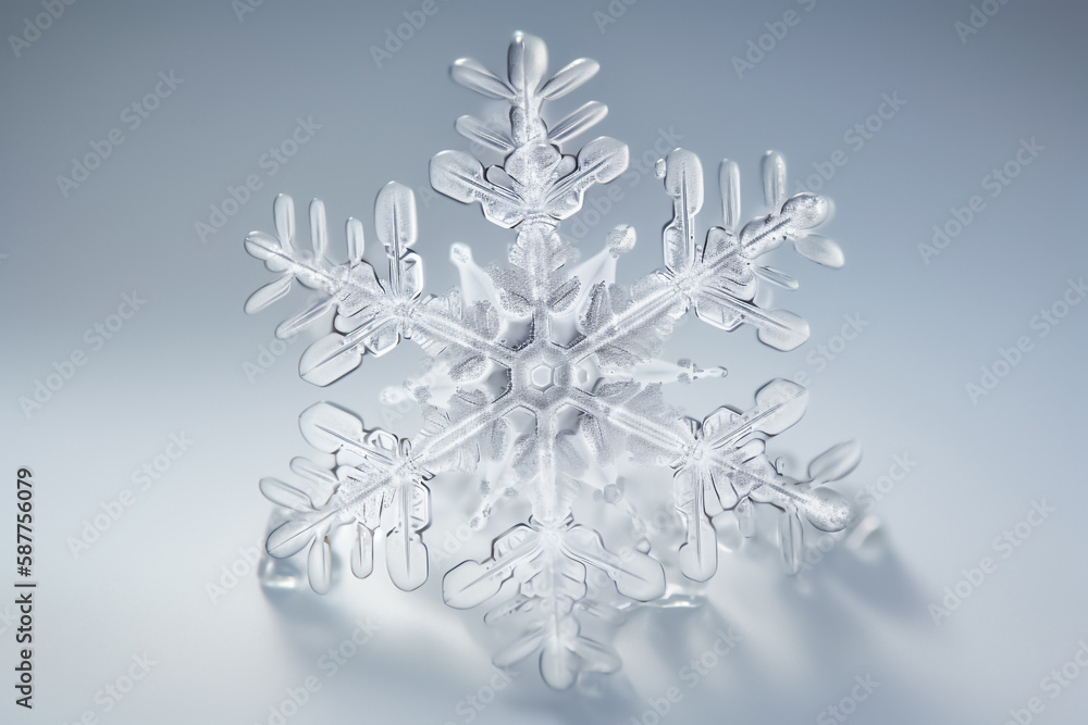 snowflake Macro Photography super close up on White background. generative AI snowflake Macro Photography super close up on White background. generative AI