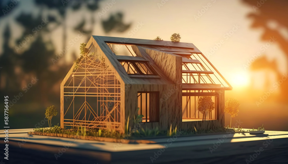 Architectural Masterpiece - Cross-Section of a Stunning Modern Cottage - ai generated