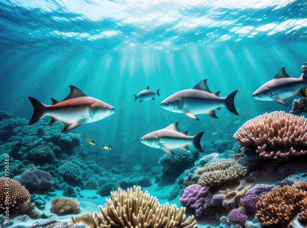 Fototapeta premium coral reef with fish