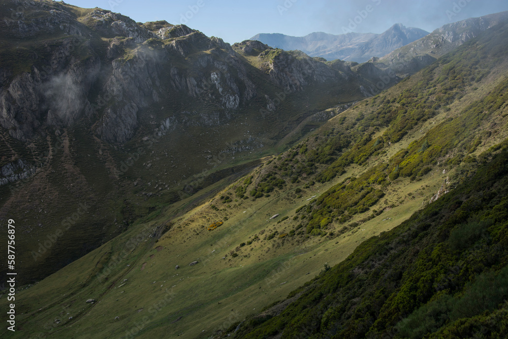 Fototapeta premium Landscape of Asturias near San Isidro pass. Cantabrian mountains. Nature park of Redes. 