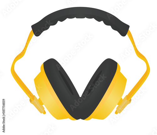 Working protective earphones. vector illustration