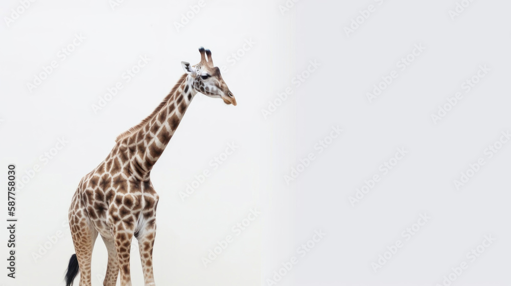 Fototapeta premium animal on the white Background a Giraffe generative ai