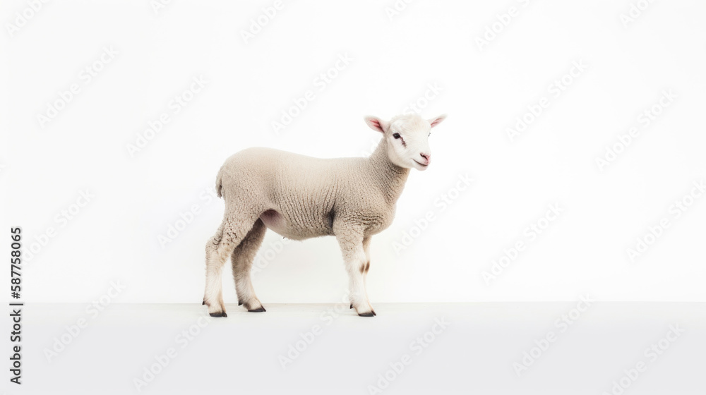 Fototapeta premium animal on the white Background a Lamb generative ai