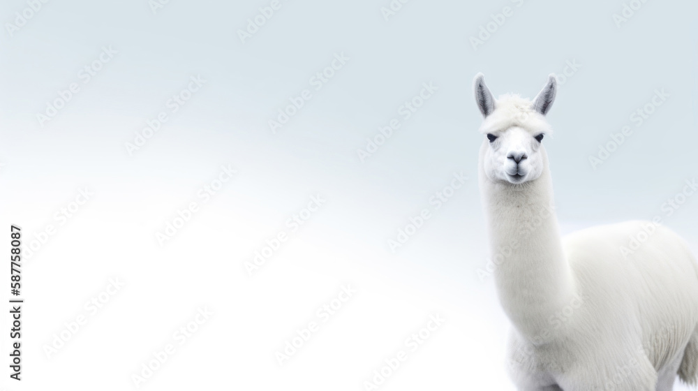 Fototapeta premium animal on the white Background a Lama generative ai