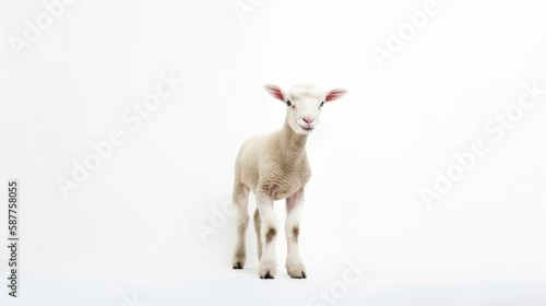 animal on the white Background a Lamb generative ai