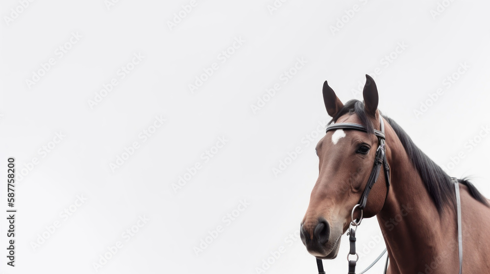 Fototapeta premium animal on the white Background a horse in harness generative ai