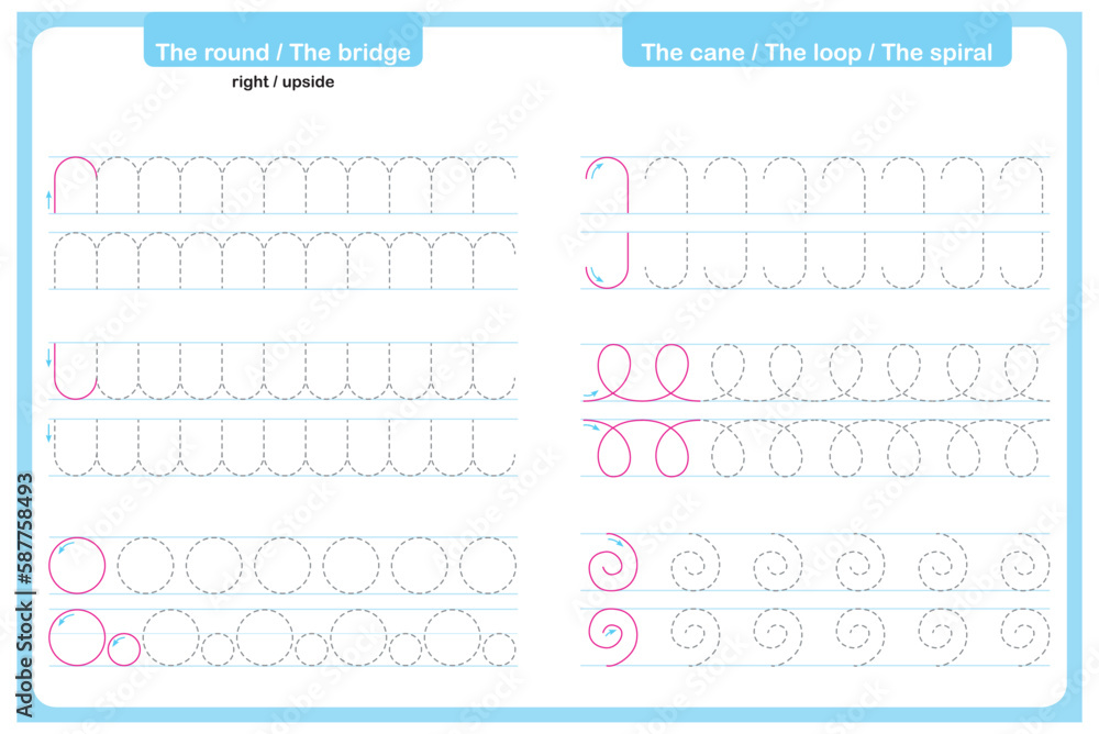Alphabet Letter tracing practice worksheet vector illustration