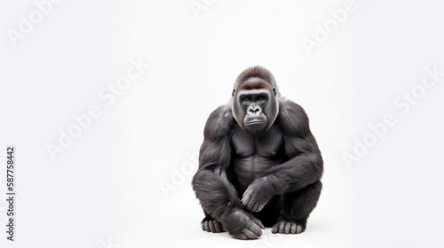 animal on the white Background a Gorilla generative ai