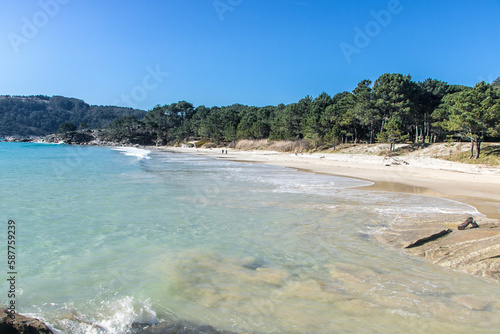 Beautiful Nerga beach in Cangas, Galicia,