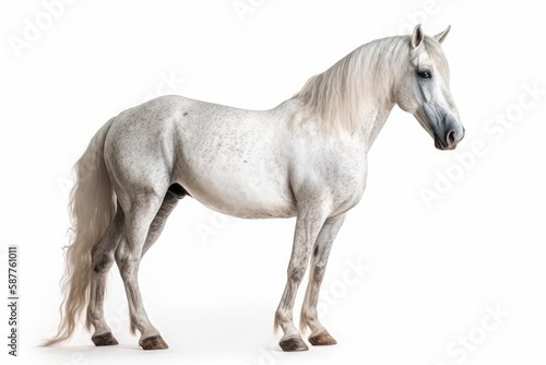 Andalusian Horse On White Background. Generative AI © Anastasiia