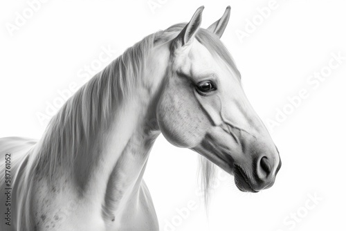 Arabian Horse On White Background. Generative AI