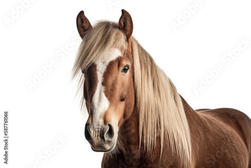 Belgian Draft Horse On White Background. Generative AI photo