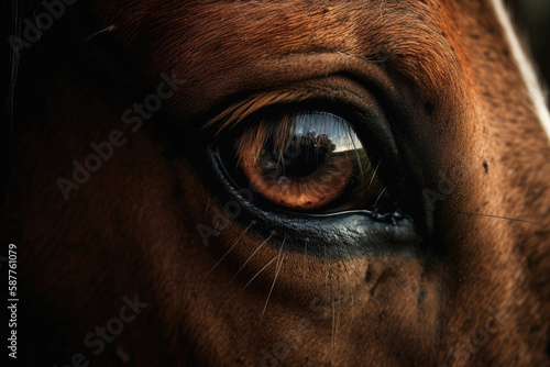 Close-up of a horse s eye. Generative AI