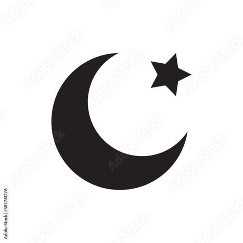 Night cloud weather with moon and stars vector icon, meteorology flat sign design. Night symbol pictogram. UX UI icon
