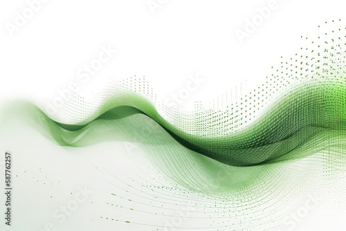 Dynamic Wave Elements Of Green Dots On A White Background. Generative AI