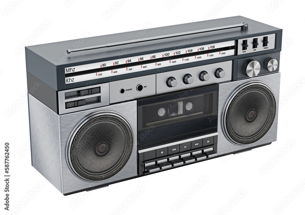 Obraz premium Vintage cassette player on transparent background. 3D illustration