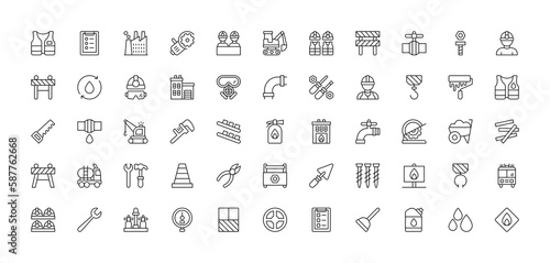 Simple Set of Construction Related Vector Line Icons. Industry icon