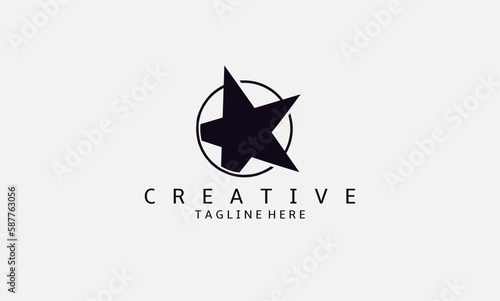logo design template. star logo that is coming out of the circle. Vector star logo silhouette for your company.