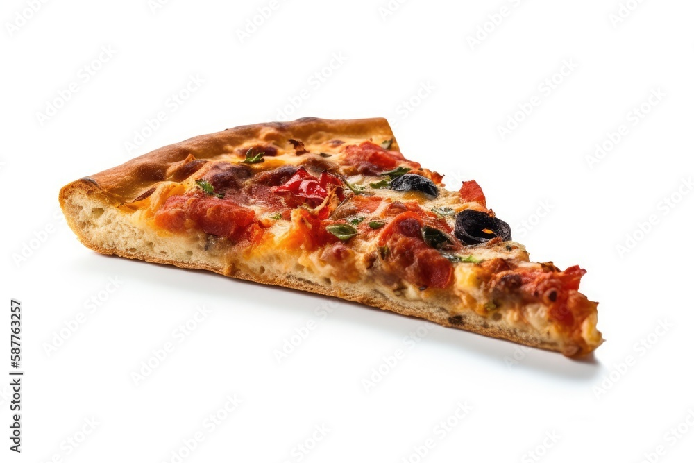 Mediterranean Pizza Slice On A White Background. Generative AI Mediterranean Pizza Slice On A White Background. Generative AI
