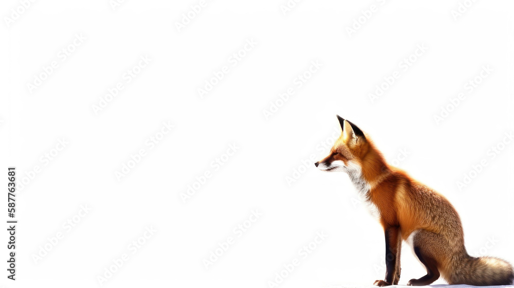 animal on the white Background a Fox generative ai