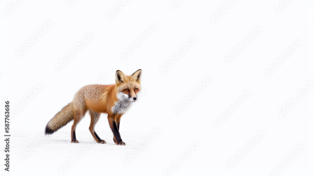 Naklejka premium animal on the white Background a Fox generative ai