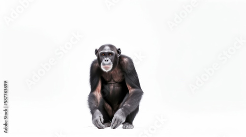 animal on the white Background a Chimpanzee generative ai