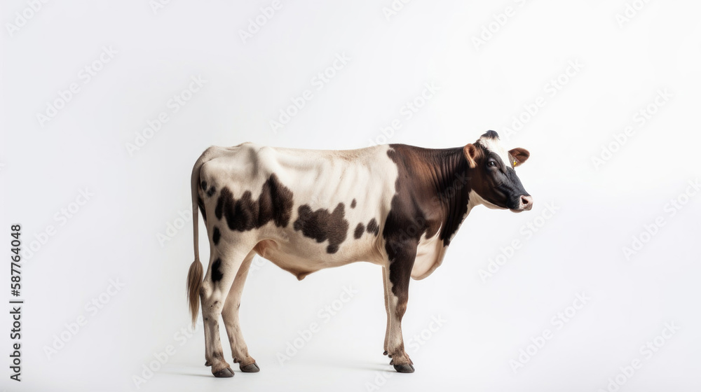 animal on the white Background a Cow generative ai