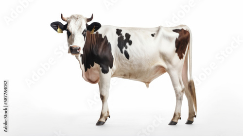 animal on the white Background a Cow generative ai