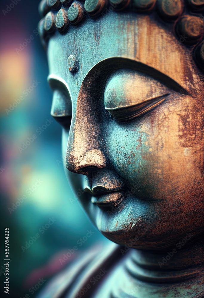 Fototapeta premium Buddha statue, Oil Painting, Generative AI