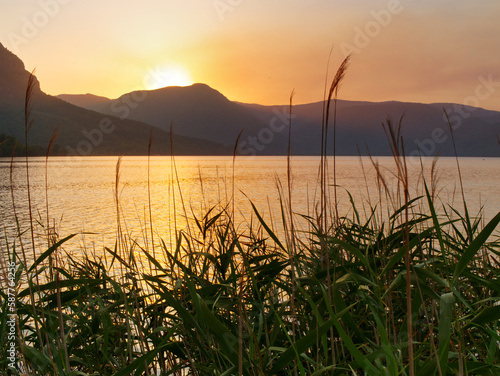 Sunset over the Koycegiz lake, Turkey