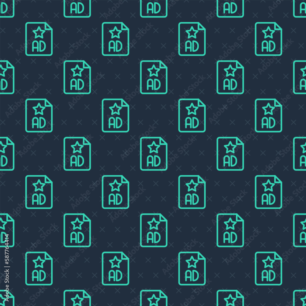 Green line Advertising icon isolated seamless pattern on blue background. Concept of marketing and promotion process. Responsive ads. Social media advertising. Vector Green line Advertising icon isolated seamless pattern on blue background. Concept of marketing and promotion process. Responsive ads. Social media advertising. Vector
