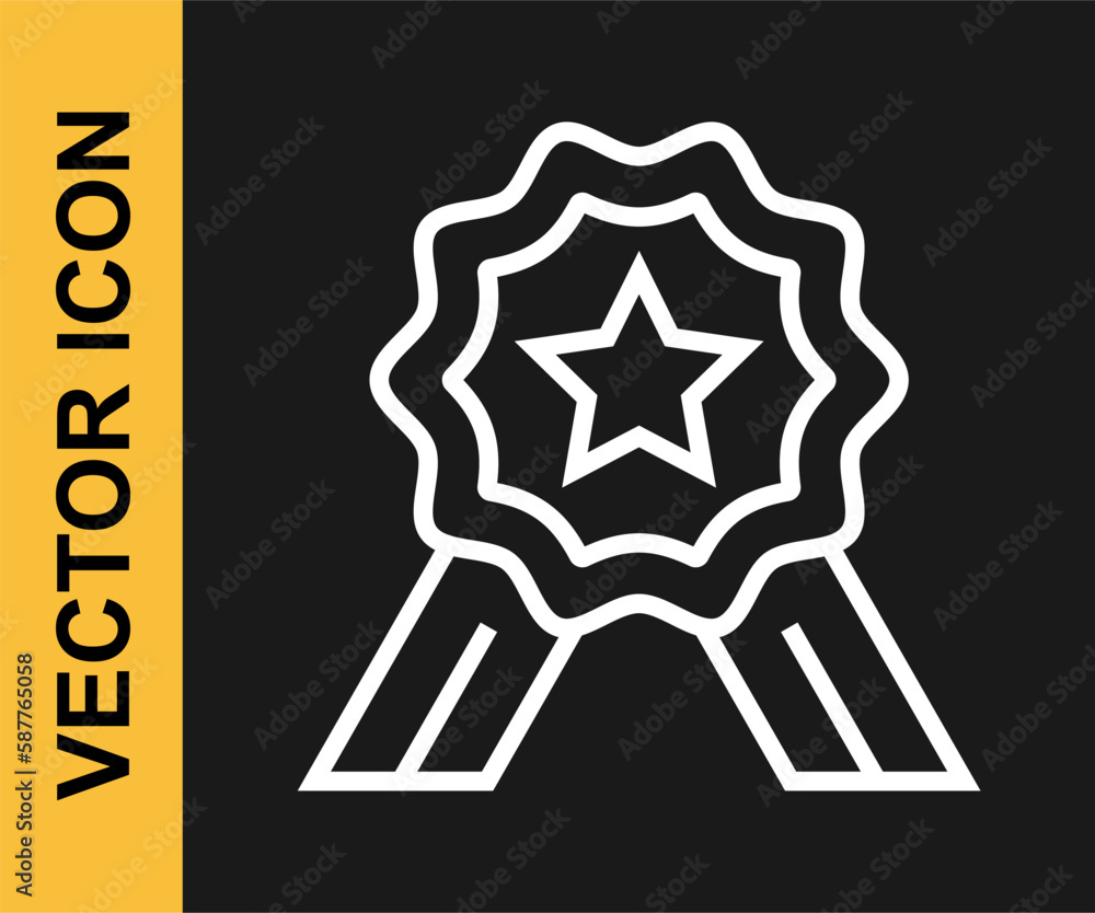 White line Five stars customer product rating review icon isolated on black background. Favorite, best rating, award symbol. Vector White line Five stars customer product rating review icon isolated on black background. Favorite, best rating, award symbol. Vector