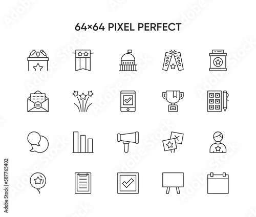 Voting and Elections Line Icons Set. Ballot Box, The Ranking of Candidates, Election Campaign. Vector Icon