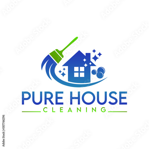 Pure House cleaning logo and business logo design
