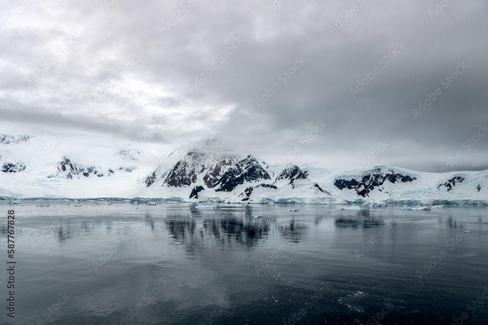 Stark mountain scene at Wilhelmina Bay on the Antarctic Peninsula Stark mountain scene at Wilhelmina Bay on the Antarctic Peninsula