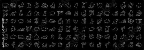 Animals logos collection. Animal logo set. Geometrical abstract logos. Icon design	