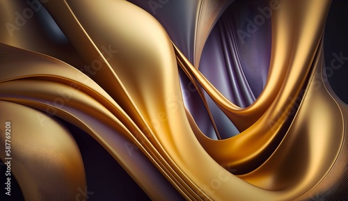 Abstract Golden Shiny Metallic Gradient Silk Rendered Background