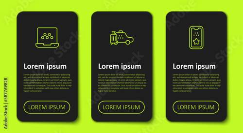 Set line Taxi mobile app, car and . Business infographic template. Vector