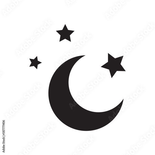 Night cloud weather with moon and stars vector icon, meteorology flat sign design. Night symbol pictogram. UX UI icon