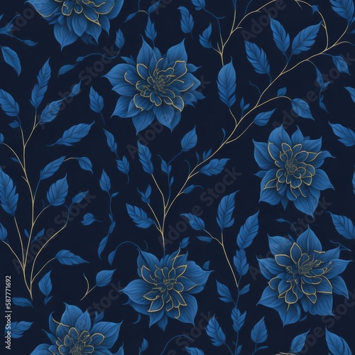 blue seamless floral pattern