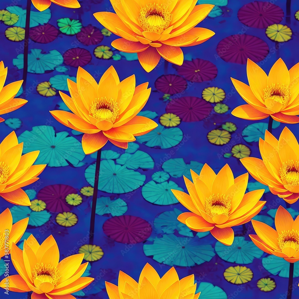 Yellow Lotus Seamless pattern Yellow Lotus Seamless pattern