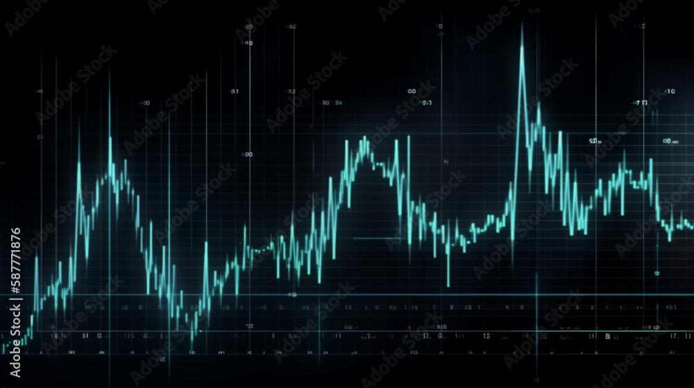 Business digital graph chart in stock trade market. Growth investment. Generative AI Business digital graph chart in stock trade market. Growth investment. Generative AI