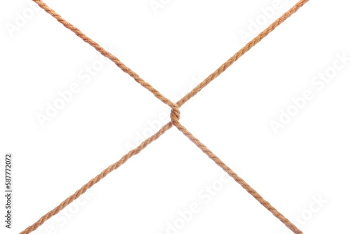 Obraz na płótnie Two linked tense diagonal ropes cross section. Isolated png with transparency w salonie