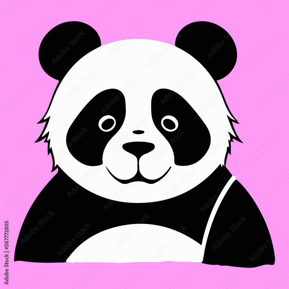 panda vector illustration. The head of a giant panda on a pink background. panda vector illustration. The head of a giant panda on a pink background.