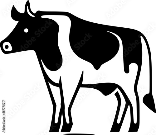 Cow - Black and White Isolated Icon - Vector illustration