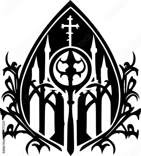 Obraz na plátně Gothic - Black and White Isolated Icon - Vector illustration