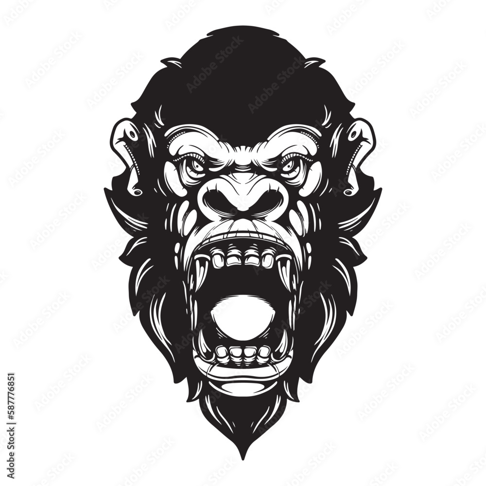 black and white ape tattoo artwork illustration black and white ape tattoo artwork illustration